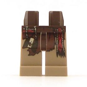 LEGO Legs, Dark Tan with Brown Fur Hanging Over, Sash and Pouch