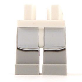 LEGO Legs, Light Gray with White Hips, Long White Front