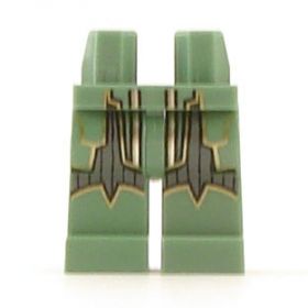 LEGO Legs, Sand Green with Gray Underneath and Gold Highlights