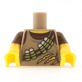 LEGO Torso, Female, Dark Tan Torn Shirt over Brown, Belt with Bottles/Potions
