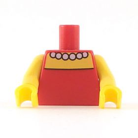 LEGO Torso, Female, Red Top with White Pearls, Bare Arms