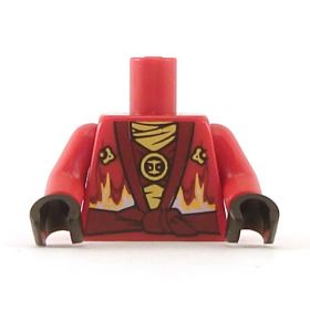 LEGO Torso, Red Keikogi with Fire Pattern, Dark Red Sash