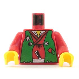 LEGO Torso, Red with Green Vest, Knife