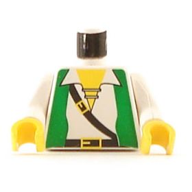 LEGO Torso, White Shirt with Green Vest