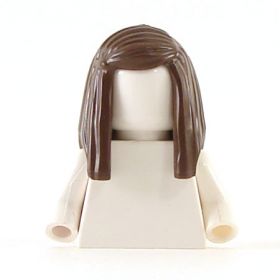 LEGO Hair, Female Long Straight with Left Side Part, Dark Brown