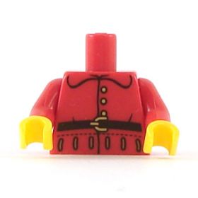 LEGO Torso, Red w/ Rounded Collar, Gold Buttons and Black Belt