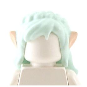 LEGO Hair, Female, Long and Wavy, Aqua with Blue Tips and Elf Ears
