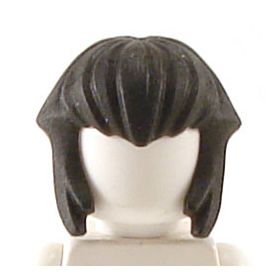 LEGO Hair, Female, Black Bowl Cut with Side Bangs, Light Yellow underneath