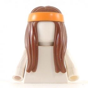 LEGO Hair, Long and Straight with Orange Headband, Reddish Brown