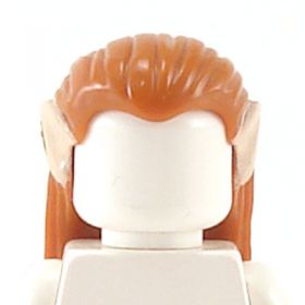 LEGO Hair, Long Straight with Braid in Back, Light Flesh Elf Ears, Dark Orange