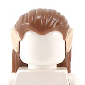LEGO Hair, Long and Straight with Braid in Back, Light Flesh Ears, Reddish Brown