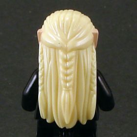 LEGO Hair, Long Straight with Braid in Back, Light Flesh Elf Ears, Light Yellow