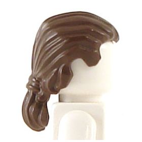 LEGO Hair, Male with Short Ponytail, Dark Brown