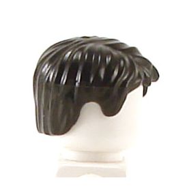 LEGO Hair, Short Tousled with Side Part, Black