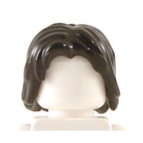 LEGO Hair, Mid-Length and Tousled with a Center Part, Black