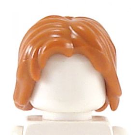 LEGO Hair, Mid-Length and Tousled with a Center Part, Dark Orange