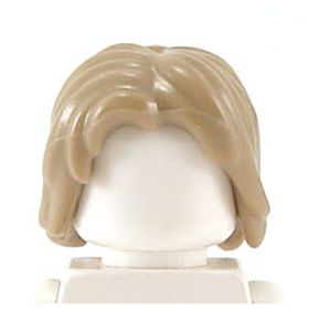 LEGO Hair, Mid-Length and Tousled with a Center Part, Dark Tan