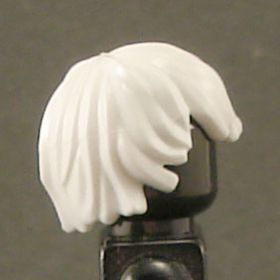 LEGO Hair, Long and Tousled with Side Part, White