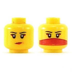 LEGO Head, Female, Red Lips / Red Veil over Mouth