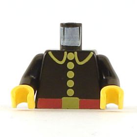 LEGO Torso, Black Button Front Shirt with Red Belt