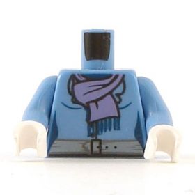 LEGO Torso, Female, Blue with Lavender Scarf, Gray Belt