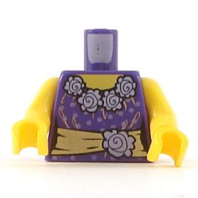 LEGO Torso, Female, Purple Blouse with Gold Sash and Flowers