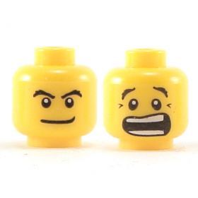 LEGO Head, Bushy Eyebrows, Smiling / Scared