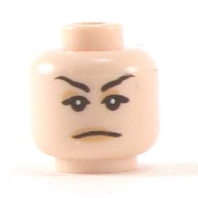 LEGO Head, Female, Peach Lips, Angled Eyebrows