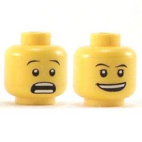 LEGO Head, Thin Eyebrows, Open Smile / Surprised