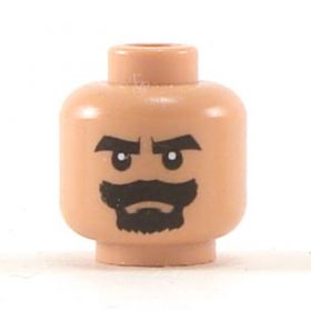 LEGO Head, Thick Eyebrows, Black Van Dyke Beard (Goatee)