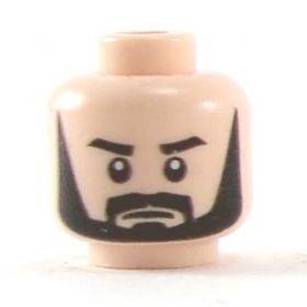 LEGO Head, Light Flesh, Thick Black Eyebrows, Full Beard
