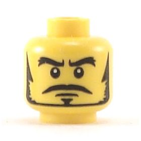 LEGO Head, Thin Trimmed Black Beard, Large Eyebrows
