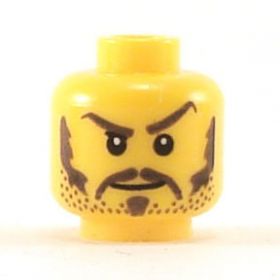 LEGO Head, Brown Eyebrows, Stubble, Moustache,  Sideburns, and Soul Patch