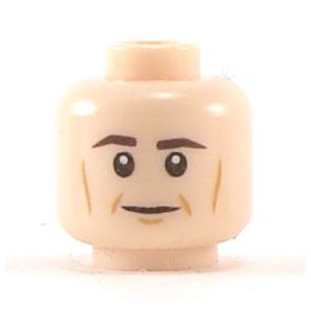 LEGO Head, Brown Eyebrows, Cheek Lines, Smiling