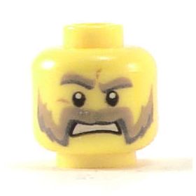 LEGO Head, Brown and Gray Sideburns and Moustache