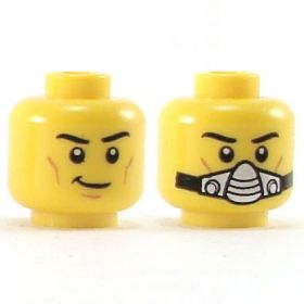 LEGO Head, Raised Eyebrows, Cheek Lines, Smile