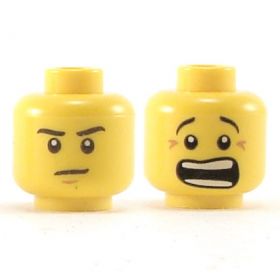 LEGO Head, Thin Eyebrows, Serious / Scared