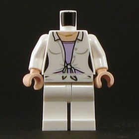 LEGO White Knotted Blouse over Lavender Shirt, White Pants