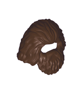 LEGO Hair, Long with with Bushy Beard and Mouth Hole, Dark Brown