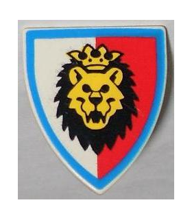LEGO Shield, Triangular with Red and White Background, Lion Head