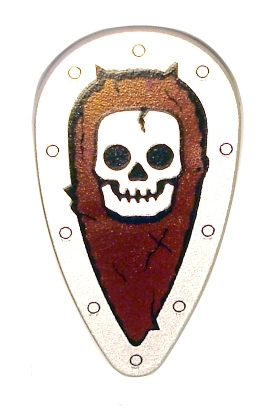 LEGO Shield, Ovoid with Skull on Dark Red Background