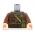 LEGO Torso, Dark Brown Jacket with Dark Bluish Gray Scarf and Green Bag