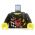 LEGO Torso, Black Jacket with Checkered Pattern and Flames, Flaming Skull on Back