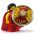 LEGO Shield, Round Convex, Dark Red and Yellow with Runes