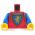 LEGO Torso, Red with Blue Arms, Rampant Lion on Shield, Chains