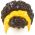 LEGO Hair, Female, Coiled, Yellow Wrap, Dark Brown