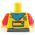 LEGO Torso, Yellow Jacket with Red Arms and Turquoise Hood, Monkey Head,