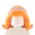 LEGO Hair, Female, Long Hair with Flipped Ends, Hairband, Orange