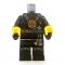LEGO Black Outfit with Dark Bluish Gray Straps and Belt, Round Emblem, Wizard Sleeves