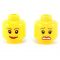 LEGO Head, Female with Brown Thin Eyebrows, Short Eyelashes, Wide Smile with Red Lips / Scared